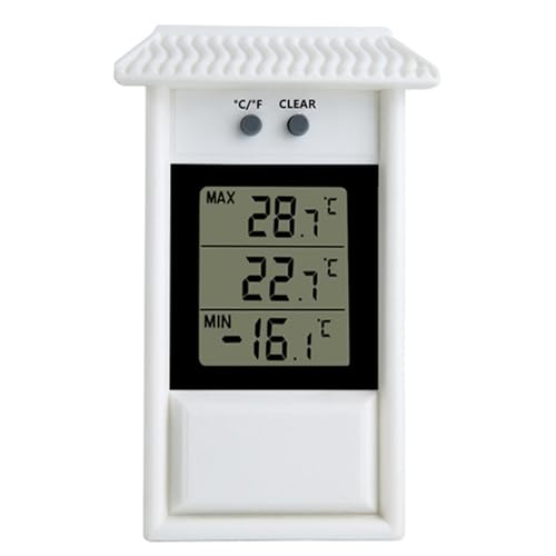 Guangcailun Außenthermometer Wetterfest Gewächshausthermometer 1 °C Auflösung Wasserdicht Digital Max Min Gewächshaus, A von Guangcailun