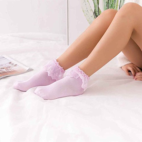 Guangcailun Cotton Calcetines Vintage Spitze Rüschen Rüschen Knöchel Frauen-Spitze-Socken-Prinzessin Girl Cute süße Frauen Socken von Guangcailun