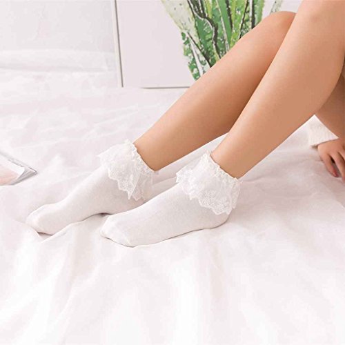 Guangcailun Cotton Calcetines Vintage Spitze Rüschen Rüschen Socken Damen-Socken Damen-Socken-Prinzessin Girl Cute süße Frauen Socken von Guangcailun