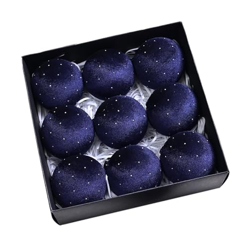Guangcailun Weihnachtskugel Set aus Kunststoffsamt, für exquisite, beflockte, bruchsichere Glühbirnen, Ornament Baumkugeln, Blau von Guangcailun