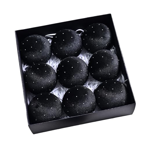 Guangcailun Weihnachtskugel Set aus Kunststoffsamt, für exquisite, beflockte, bruchsichere Glühbirnen, Ornament Baumkugeln, Schwarz von Guangcailun