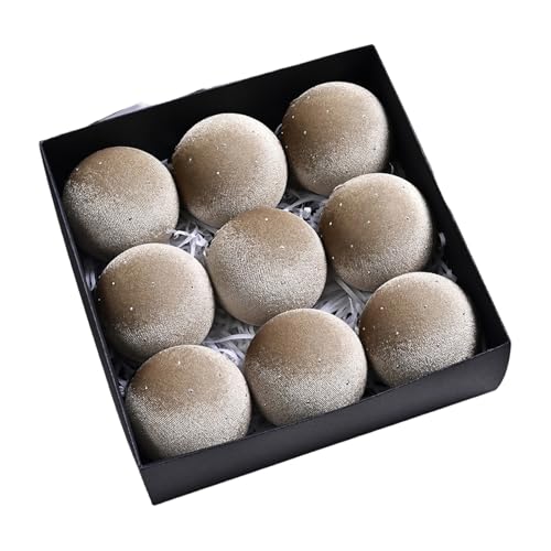 Guangcailun Weihnachtskugel Set aus Kunststoffsamt, für exquisite, beflockte, bruchsichere Glühbirnen, Ornament Baumkugeln, khaki von Guangcailun