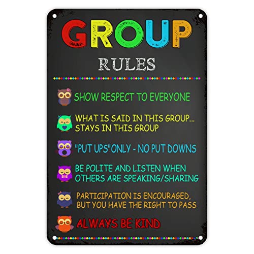 "First Day of School Signs Croup Rules" Schilder "Welcome Back to School", Metall-Blechschild, Klassenzimmer-Dekor, Regenbogen-Ballon, Bleistift, Doodle, rustikale Schulschilder für Kinder, Geschenke von Guangpat