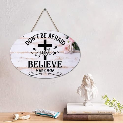 Guangpat Christliches Holzschild mit Bibelvers im Vintage-Stil, Aufschrift "Don't Be Afraid Just Believe", Mark 5, 36, 15,2 x 25,4 cm, Schrift, Familie, Wanddekoration, Wandaufhänger für Wohnzimmer Guangpat Christliches Holzschild mit Bibelvers im Vintage-Stil, Aufschrift "Don't Be Afraid Just Believe", Mark 5, 36, 15,2 x 25,4 cm, Schrift, Familie, Wanddekoration, Wandaufhänger für Wohnzimmer von Guangpat