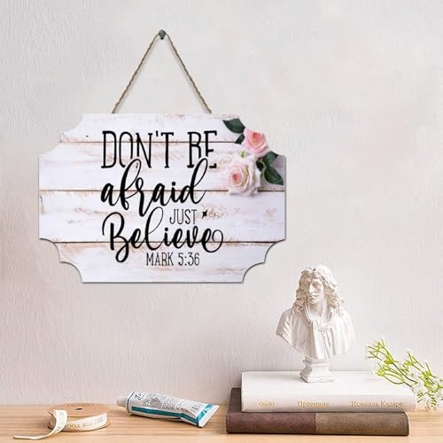 Guangpat Christliches Holzschild mit Bibelvers und Aufschrift "Don't Be Afraid Just Believe Mark 5 36", 15,2 x 25,4 cm, christliche Schrift, Familie, Wandkunst für Zuhause, Küche, Badezimmer von Guangpat