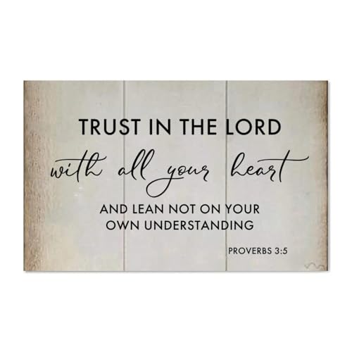 Guangpat Holzschild mit Aufschrift "Trust in The Lord with All Your Heart And Rustic Scripture", christliche Wandkunst, rustikale Wanddekorationen für Wohnzimmer, Küche, Heimdekoration von Guangpat