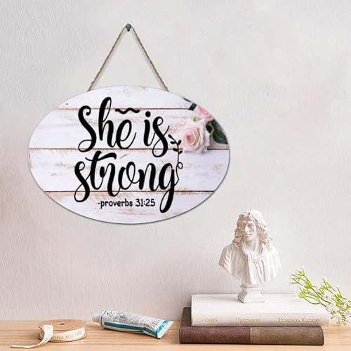 Guangpat Holzschild mit Bibelvers "She Is Strong", rustikaler Wandaufhänger, Bauernhaus, Wandkunst, religiöser Glaube, für Zuhause, Küche, Badezimmer, Wohnzimmer, 15,2 x 25,4 cm Guangpat Holzschild mit Bibelvers "She Is Strong", rustikaler Wandaufhänger, Bauernhaus, Wandkunst, religiöser Glaube, für Zuhause, Küche, Badezimmer, Wohnzimmer, 15,2 x 25,4 cm von Guangpat