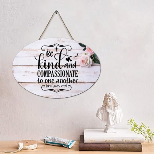 Guangpat Holzschild mit Bibelvers und Aufschrift "Be Kind And Compassionate", rustikale Wanddekoration, Jesus-Zitat für Zuhause, Küche, Badezimmer, Wohnzimmer, 10,2 x 15,2 cm von Guangpat