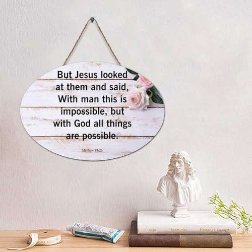 Guangpat Holzschild mit Bibelvers und Aufschrift "But Jesus Looked at Them And Said", rustikale Wanddekoration, christliches Zitat für Zuhause, Küche, Badezimmer, Wohnzimmer, 10,2 x 15,2 cm von Guangpat