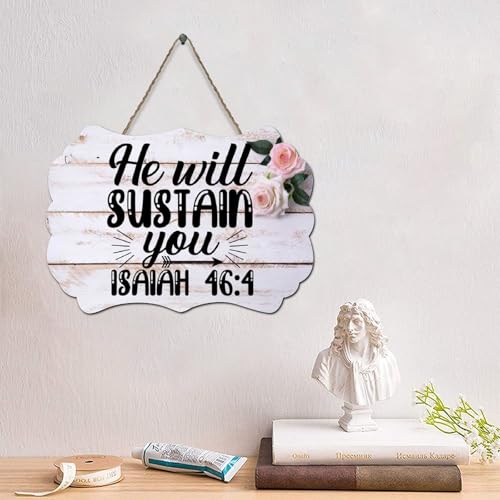 Guangpat Holzschild mit Bibelvers und Aufschrift "He Will Sustain You Isaiah 46-4", 10,2 x 15,2 cm, Schriftkunst, Wandkunst, Wanddekoration, Wandaufhänger für Zuhause, Schlafzimmer, Küche, Wohnzimmer Guangpat Holzschild mit Bibelvers und Aufschrift "He Will Sustain You Isaiah 46-4", 10,2 x 15,2 cm, Schriftkunst, Wandkunst, Wanddekoration, Wandaufhänger für Zuhause, Schlafzimmer, Küche, Wohnzimmer von Guangpat