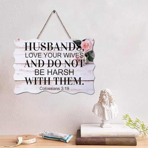 Guangpat Holzschild mit Bibelvers und Aufschrift "Husbands,love your wives", Holzschild, Bauernhaus-Dekor, Wandkunst, Wandaufhänger, Schild, Jesus-Zitat für Zuhause, Schlafzimmer, Küche, Wohnzimmer Guangpat Holzschild mit Bibelvers und Aufschrift "Husbands,love your wives", Holzschild, Bauernhaus-Dekor, Wandkunst, Wandaufhänger, Schild, Jesus-Zitat für Zuhause, Schlafzimmer, Küche, Wohnzimmer von Guangpat