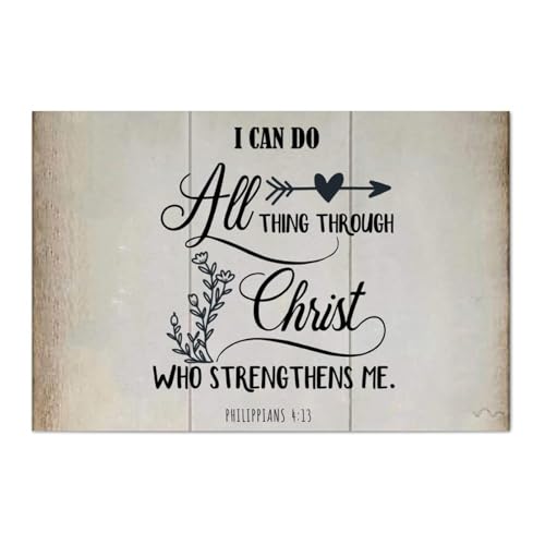 Guangpat Holzschild mit Bibelvers und Aufschrift "I Can Do All Thing Through Christ Who", rustikaler Wandaufhänger, Wandkunst, christliches Zitat für Schlafzimmer, Wohnzimmer, Einweihungsgeschenk von Guangpat