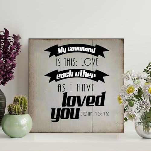 Guangpat Holzschild mit Bibelvers und Aufschrift "My Command Is This Love Every", Bauernhaus-Dekor, Wandkunst, Wandaufhänger, Schild, religiöser Glaube, für Zuhause, Küche, Badezimmer, Wohnzimmer Guangpat Holzschild mit Bibelvers und Aufschrift "My Command Is This Love Every", Bauernhaus-Dekor, Wandkunst, Wandaufhänger, Schild, religiöser Glaube, für Zuhause, Küche, Badezimmer, Wohnzimmer von Guangpat