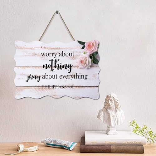Guangpat Holzschild mit Bibelvers und Aufschrift "Worry About Nothing", Holzschild, Bauernhaus-Dekor, Wandkunst, Wandaufhänger, christliches Zitat für Zuhause, Küche, Badezimmer, Wohnzimmer, 15,2 x Guangpat Holzschild mit Bibelvers und Aufschrift "Worry About Nothing", Holzschild, Bauernhaus-Dekor, Wandkunst, Wandaufhänger, christliches Zitat für Zuhause, Küche, Badezimmer, Wohnzimmer, 15,2 x von Guangpat