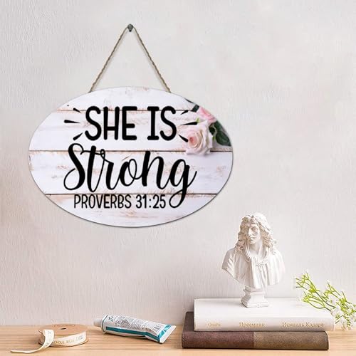 Guangpat Holzschilder mit Aufschrift "She Is Strong Proverbs 31 25 Jesus", Bauernhaus-Dekor, Wandkunst, Wandaufhänger, Schild, religiöses Zitat für Zuhause, Küche, Wohnzimmer, Café, Bar, 15,2 x 25,4 Guangpat Holzschilder mit Aufschrift "She Is Strong Proverbs 31 25 Jesus", Bauernhaus-Dekor, Wandkunst, Wandaufhänger, Schild, religiöses Zitat für Zuhause, Küche, Wohnzimmer, Café, Bar, 15,2 x 25,4 von Guangpat