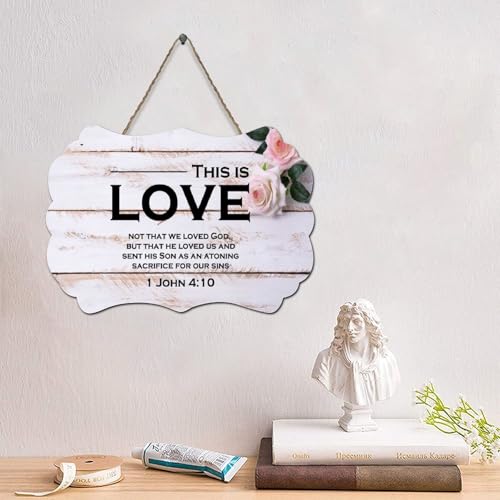 Guangpat Holzschilder mit Bibelvers und Aufschrift "This Is Love Not That Loved God,but That He Loved Us", Wanddekoration, Wandkunst, Wandaufhänger, Schild mit Zitat für Zuhause, Schlafzimmer Guangpat Holzschilder mit Bibelvers und Aufschrift "This Is Love Not That Loved God,but That He Loved Us", Wanddekoration, Wandkunst, Wandaufhänger, Schild mit Zitat für Zuhause, Schlafzimmer von Guangpat