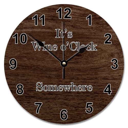 Guangpat It's Wine O'clock Somewhere Wanduhr, Bretter, Holzmaserung, dunkelbraun, batteriebetrieben, 25,4 cm, antikes Seehaus, Dekoration, Wohnzimmer, Dekoration, Geschenk für Mann, Frau, Freund Guangpat It's Wine O'clock Somewhere Wanduhr, Bretter, Holzmaserung, dunkelbraun, batteriebetrieben, 25,4 cm, antikes Seehaus, Dekoration, Wohnzimmer, Dekoration, Geschenk für Mann, Frau, Freund von Guangpat