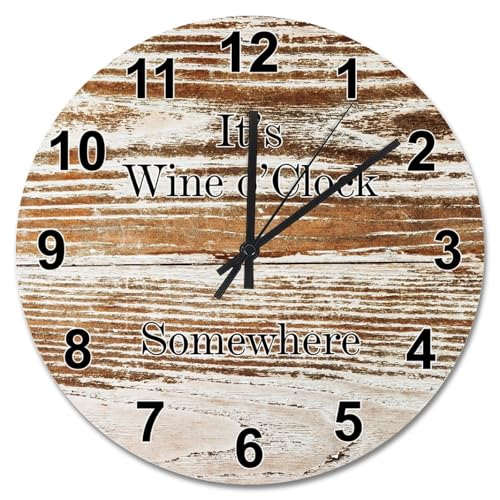 Guangpat It's Wine O'clock Somewhere Wanduhr aus Holz, Holzmaserung, batteriebetrieben, 38,1 cm, Vintage-Dekoration, Ruhestand, Wohnzimmer, Dekoration, Geschenk für Mann, Frau, Freund Guangpat It's Wine O'clock Somewhere Wanduhr aus Holz, Holzmaserung, batteriebetrieben, 38,1 cm, Vintage-Dekoration, Ruhestand, Wohnzimmer, Dekoration, Geschenk für Mann, Frau, Freund von Guangpat
