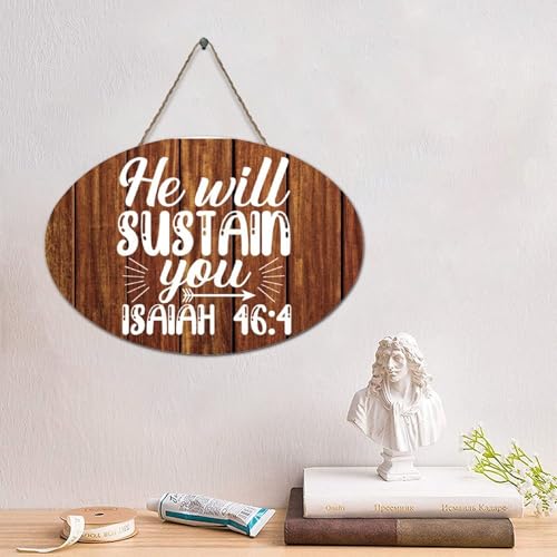 Guangpat Jesus Holzpalettenschild "He Will Sustain You Isaiah 46-4", 10,2 x 15,2 cm, christliche Schrift, Wanddekoration, Wandkunst, Heimdekoration für Zuhause, Küche, Badezimmer, Wohnzimmer von Guangpat