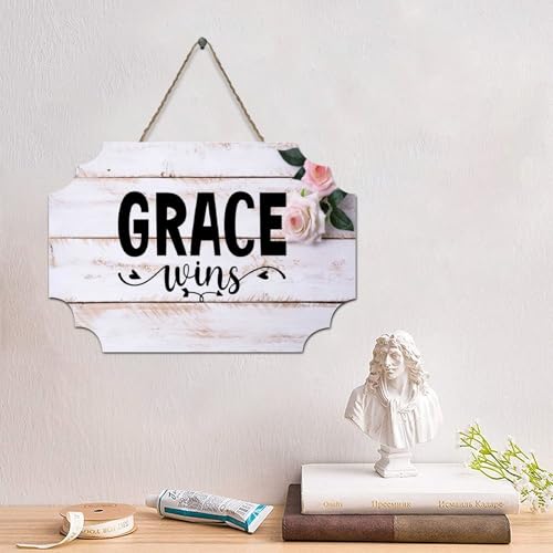 Guangpat Lustiges Holzpalettenschild mit Bibelvers "Grace Wins", 15,2 x 25,4 cm, christliche Schrift, Bauernhaus, Familie, Wanddekoration, Wandaufhänger für Zuhause, Küche, Wohnzimmer, Café Guangpat Lustiges Holzpalettenschild mit Bibelvers "Grace Wins", 15,2 x 25,4 cm, christliche Schrift, Bauernhaus, Familie, Wanddekoration, Wandaufhänger für Zuhause, Küche, Wohnzimmer, Café von Guangpat