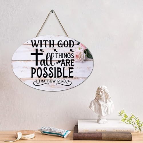 Guangpat Lustiges Holzschild mit Bibelvers und Aufschrift "With God All Things Are Possible Matthäus 19 26", 15,2 x 25,4 cm, rustikale christliche Holz-Wandkunst, Küche, Heimdekoration Guangpat Lustiges Holzschild mit Bibelvers und Aufschrift "With God All Things Are Possible Matthäus 19 26", 15,2 x 25,4 cm, rustikale christliche Holz-Wandkunst, Küche, Heimdekoration von Guangpat