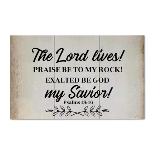 Guangpat Lustiges Jesus Bibelvers Holzpalettenschild "The Lord Lives Praise Be to My Rock!" Holzschilder, 40,6 x 25,4 cm, christliche Schrift, Familie, Wandkunst für Zuhause, Küche, Badezimmer von Guangpat