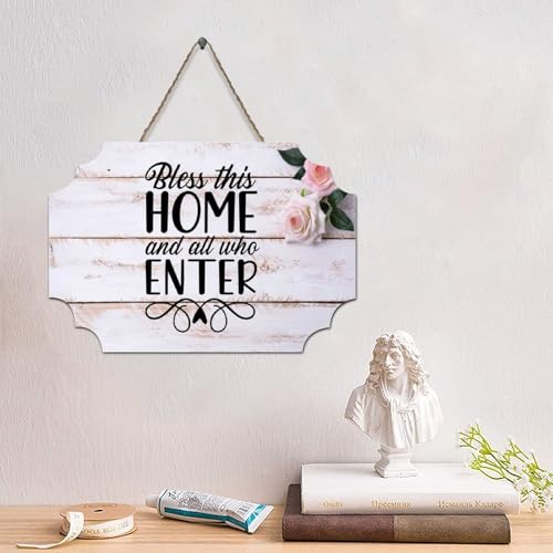 Guangpat Lustiges Palettenschild aus Holz mit Bibelvers "Bless This Home And All Who Enter", rustikal, christlich, Wandkunst, Küche, Retro-Schild, Einweihungsgeschenk Guangpat Lustiges Palettenschild aus Holz mit Bibelvers "Bless This Home And All Who Enter", rustikal, christlich, Wandkunst, Küche, Retro-Schild, Einweihungsgeschenk von Guangpat