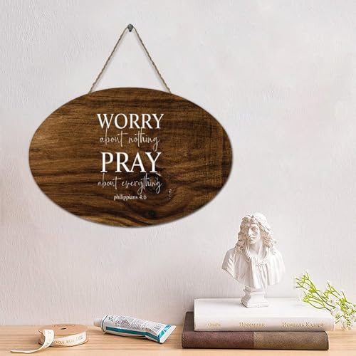 Guangpat Rustikales Palettenschild mit Bibelvers aus Holz mit Aufschrift "worry about nothing Pray About Everything", Philipper 4:6, 15,2 x 25,4 cm, rustikale Holzkunst, Küche, Heimdekoration Guangpat Rustikales Palettenschild mit Bibelvers aus Holz mit Aufschrift "worry about nothing Pray About Everything", Philipper 4:6, 15,2 x 25,4 cm, rustikale Holzkunst, Küche, Heimdekoration von Guangpat