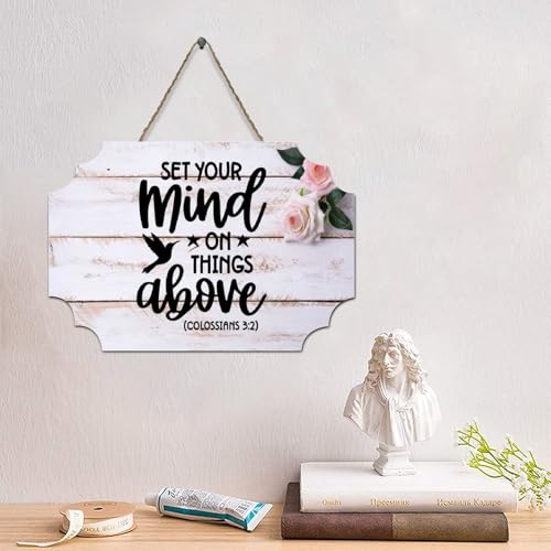 Guangpat Set Your Mind Holzschilder, Jesus, Bibelvers, Holzschild, Bauernhaus-Dekoration, Wandkunst, Wandaufhänger, Schild, Jesus-Zitat für Schlafzimmer, Wohnzimmer, Einweihungsgeschenk, 15,2 x 25,4 Guangpat Set Your Mind Holzschilder, Jesus, Bibelvers, Holzschild, Bauernhaus-Dekoration, Wandkunst, Wandaufhänger, Schild, Jesus-Zitat für Schlafzimmer, Wohnzimmer, Einweihungsgeschenk, 15,2 x 25,4 von Guangpat