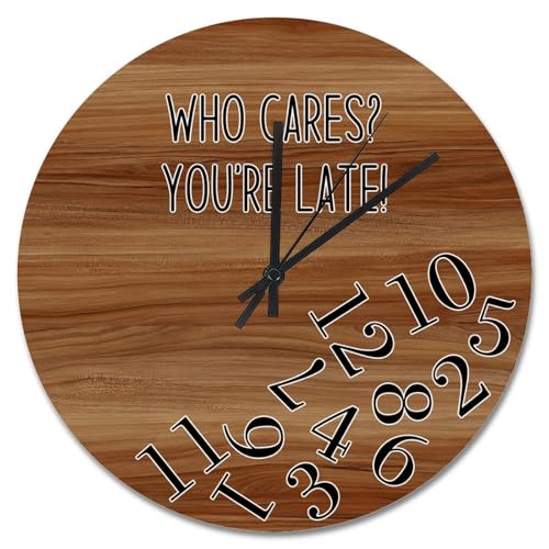 Guangpat Wanduhr mit Aufschrift "Who Cares You're Late", Holz, Scheunenbrett, braun, rund, dekorative Uhren, 38,1 cm, rustikal, Urlaub, Stranddekoration, für Wohnzimmer, Schlafzimmer, Büro, Küche Guangpat Wanduhr mit Aufschrift "Who Cares You're Late", Holz, Scheunenbrett, braun, rund, dekorative Uhren, 38,1 cm, rustikal, Urlaub, Stranddekoration, für Wohnzimmer, Schlafzimmer, Büro, Küche von Guangpat