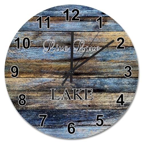 Guangpat Wanduhr mit toskanischer Holzmaserung, 38,1 cm, batteriebetrieben, Live-Liebe-Lake-Uhr, nicht tickend, leicht zu lesen, Seehaus, Heimdekoration für Küche, Schlafzimmer, Wohnzimmer Guangpat Wanduhr mit toskanischer Holzmaserung, 38,1 cm, batteriebetrieben, Live-Liebe-Lake-Uhr, nicht tickend, leicht zu lesen, Seehaus, Heimdekoration für Küche, Schlafzimmer, Wohnzimmer von Guangpat