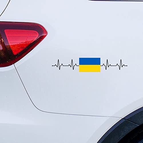 Herzschlag Ukraine Flagge Auto Fenster Aufkleber Ukraine Auto Aufkleber Fenster Aufkleber Patriotische Dekoration Nationalflagge Vinyl Auto Aufkleber Stoßstange Aufkleber für Auto Fenster Heck von Guangpat
