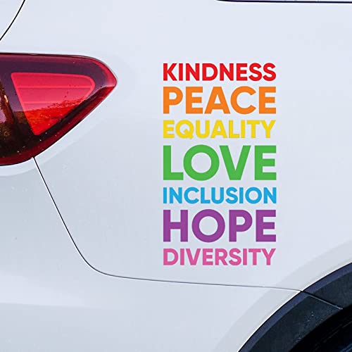 Kindness Peace Equality Love Auto-Fensteraufkleber Geschlecht Gleichheit LGBTQ Gay Pride Lesbisches Auto-Aufkleber Fensteraufkleber Regenbogen Personalisierte Vinyl-Autoaufkleber Aufkleber Lustige von Guangpat