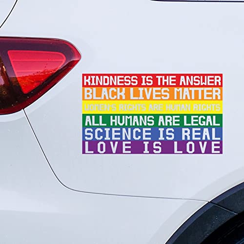 Kindness is The Answer Autofenster-Aufkleber, Gay Pride, LGBT, gleichsexuell, Auto-Aufkleber, Regenbogen, personalisierbar, Vinyl-Aufkleber für Auto, LKW, Stoßstange, Fenster, Laptop, Geschenk für von Guangpat