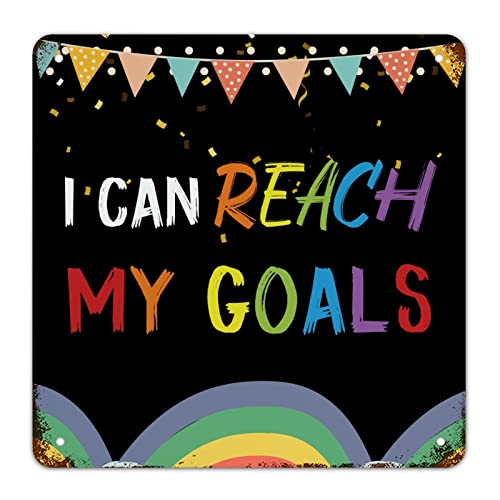 Metall-Blechschild mit Aufschrift "First Day of School", Aufschrift "I Can Reach My Goals", englische Aufschrift "Welcome Back to School", Klassenzimmer-Dekor, Kritzeleien, Regenbogen-Tafel Metall-Blechschild mit Aufschrift "First Day of School", Aufschrift "I Can Reach My Goals", englische Aufschrift "Welcome Back to School", Klassenzimmer-Dekor, Kritzeleien, Regenbogen-Tafel von Guangpat