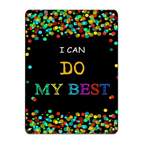 Metall-Blechschild mit Aufschrift "First Day of School I Can My Best Signs Welcome Back to School", Klassenzimmer-Dekor, Regenbogen-Ballon, Bleistift, Doodle, rustikale Schulschilder für Kinder von Guangpat