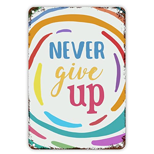 Metall-Blechschild mit Aufschrift "First Day of School Signs Never Give Up", "Welcome Back to School", Klassenzimmer-Dekor, Kritzeleien, Regenbogen-Tafel, alte Schulschilder für Kinder, Geschenke für Metall-Blechschild mit Aufschrift "First Day of School Signs Never Give Up", "Welcome Back to School", Klassenzimmer-Dekor, Kritzeleien, Regenbogen-Tafel, alte Schulschilder für Kinder, Geschenke für von Guangpat