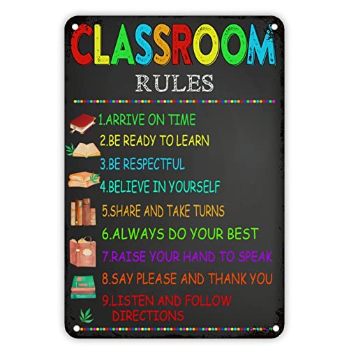 Metallschild für Klassenzimmer, Schulanfang, Klassenzimmer, Dekor, Kunsttafel, Bleistift, lustiges Kritzelei-Metallschild, Vintage-Schild, Willkommens-Schilder für Kinder, Geschenke für Studenten von Guangpat