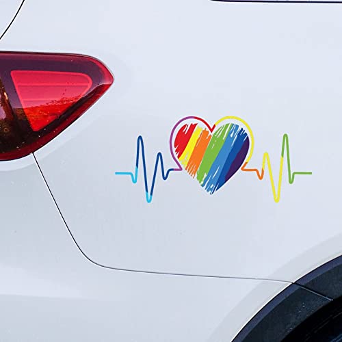 Regenbogengleichheit Lesbisch Gay LGBTQ Aufkleber für Auto LGBT Herzschlag Regenbogen Auto Aufkleber Fenster Aufkleber Personalisierte Vinyl Aufkleber gestanzte Aufkleber Lustige Laptop Aufkleber von Guangpat