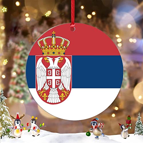 Serbien-Flagge Ornament für Weihnachtsbaum Dekor Serbien Landstadt Souvenir Personalisierte Weihnachtsschmuck 2022 Klare Acryl Hängende Ornamente Urlaub Weihnachten Andenken Neujahr Geschenke von Guangpat