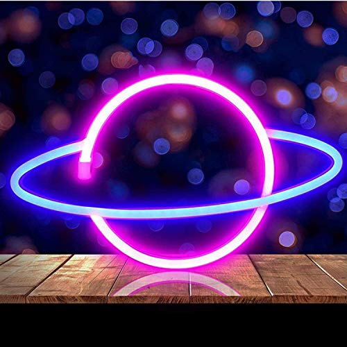 Neonlicht LED Planet,Neon Schild Wand Deko,Neonlicht Wand Mood Beleuchtung,LED-Schilder Wand Dekoration für Home Bar Wandkunst Dekoration Party von Guangyu