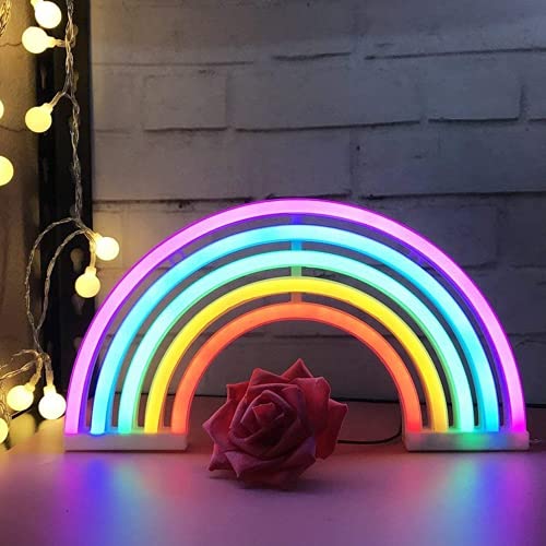 Regenbogen LED Leuchtreklamen Kunst Bunte,Neon Lampe Nachtlichter Innenwanddekor für Home Party Jubiläum Valentinstag Geschenke Schlafzimmer Dekoration von Guangyu