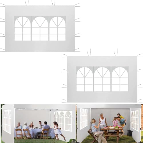 Seitenteile für Pavillon mit PVC Fenster, 2PACK 2 x 3M Wasserdicht, Seitenteil Gazebo aus Oxford-Gewebe 210D Seitlicher Ersatz für Garten-Pavillon, Outdoor, Party von Guangyu