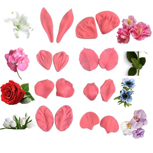 Guanici 16 Stück Blütenblatt Silikonform für Fondant, Blumen, Rose, Lilie - Blütenpaste, Torten, Zuckerpaste, Marzipan, Knete, Bastelarbeiten von Guanici