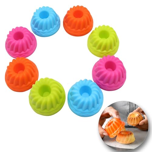 24 Stück Gugelhupfform Mini Gugelhupf Backform Donuts backform Silikon Gugelhupf Kuchenform Wiederverwendbare für Machen köstlichen Kuchen Dessert Schokolade Pizza Pudding (Zufällige Farbe) von Guanici