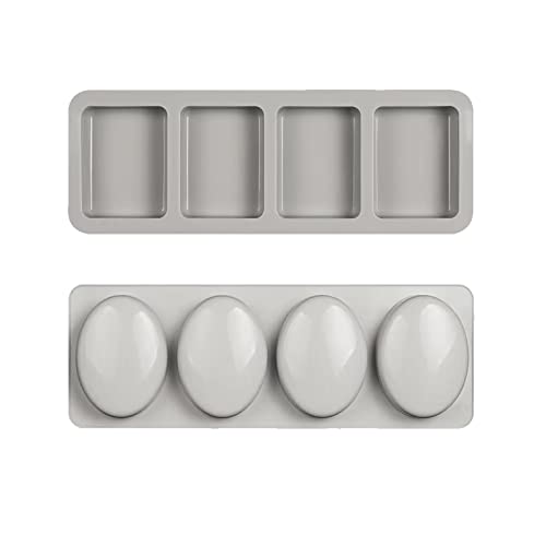 Seifenform Silikon Oval Und Rechteckig Seife Formen Für Handgemachte Seife Seifenformen Silikon Set 4 Hohlräume Silikonform Seifenform Diy Förmchen Für Kuchen Kekse Schokolade Eiswürfel Seife 2 Stück von Guanici