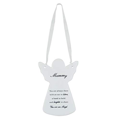 Guardian Angel Schutzengel Mama, Wandbehang mit Band, bedeutungsvolles Schild Andenken, Hauseinweihung, Weihnachten, Neujahr – Keramik, weiß, Einheitsgröße von Papillon Collection