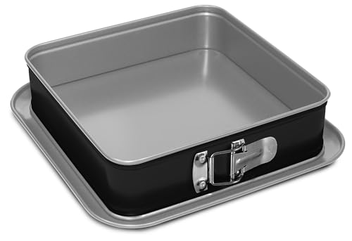 Guardini, Quadratische Springform, 24 x 24 cm, Tropfschutz, Stahl mit Antihaftbeschichtung, Schwarz und Silber, hergestellt in Italien, Linie Silver Elegance von Guardini