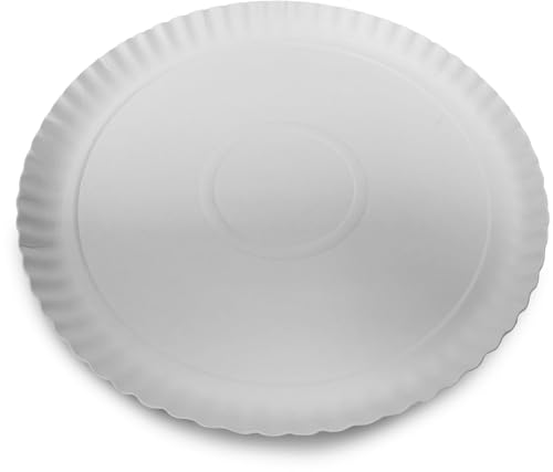 Guardini, Set mit 2 runden Tabletts Ø 34 cm, Einweg, Karton, 100% recycelbar, weiß, Made in Italy, Linie Easy Bake Bio von Guardini