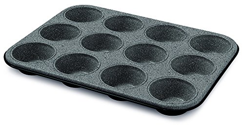 Guardini Blackstone Kuchenform 12 Muffins, Stahl, schwarz/grau Stein, 6 Einheiten von Guardini